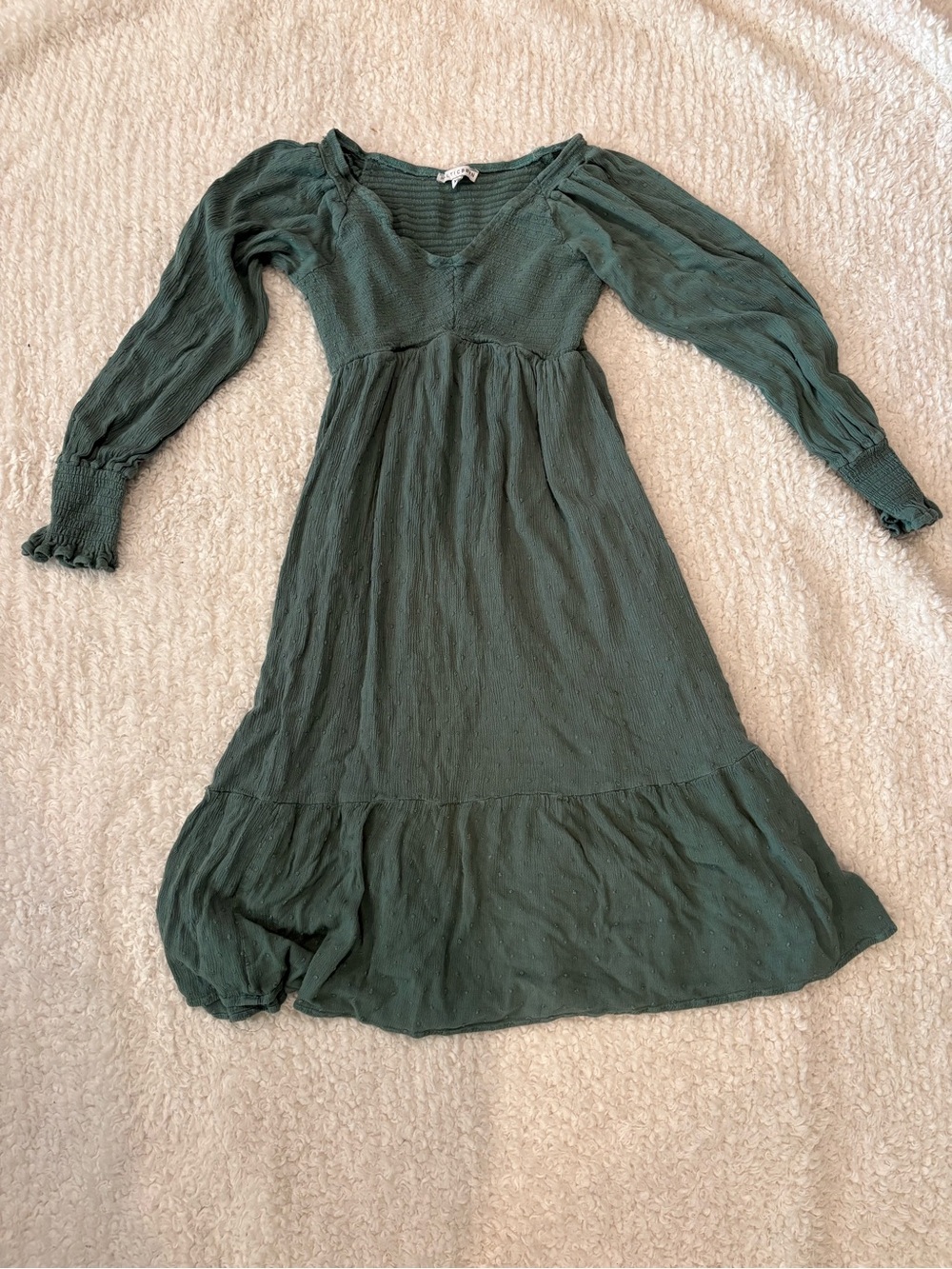 Women’s Boho Style Baltic Born size X-Small Long Sleeve Forest Green Dress